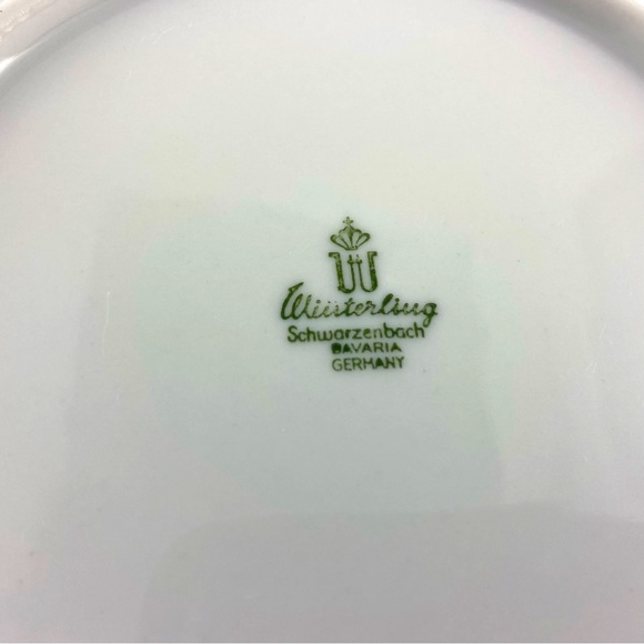 Vintage Winterling Schwarzenbach 8 7/8" Rim Soup Bowls Set of 4 Gray Flowers - Picture 7 of 8